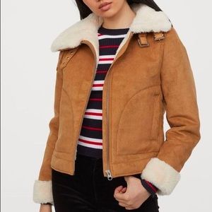 H&M faux fur trimmed jacket